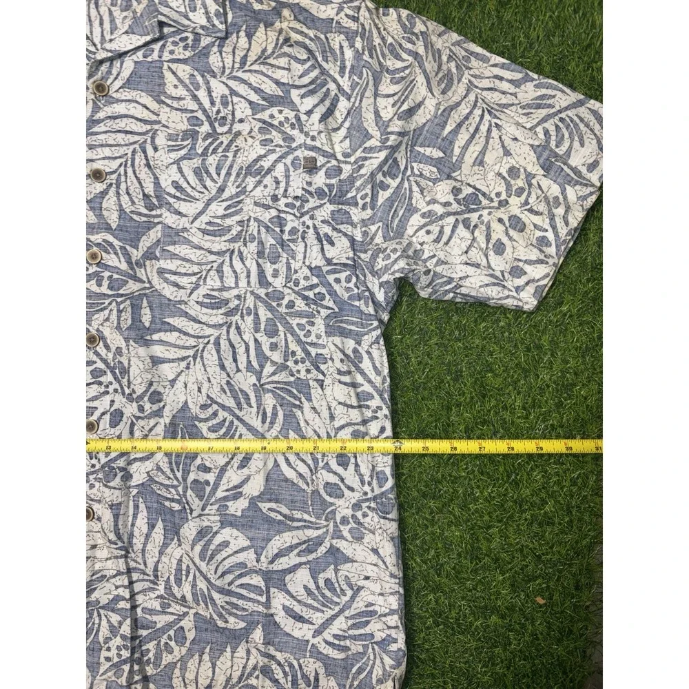 Vintage Maui Sons Shirt Mens Large Blue Floral Button Up Camp Reverse Hawaiian